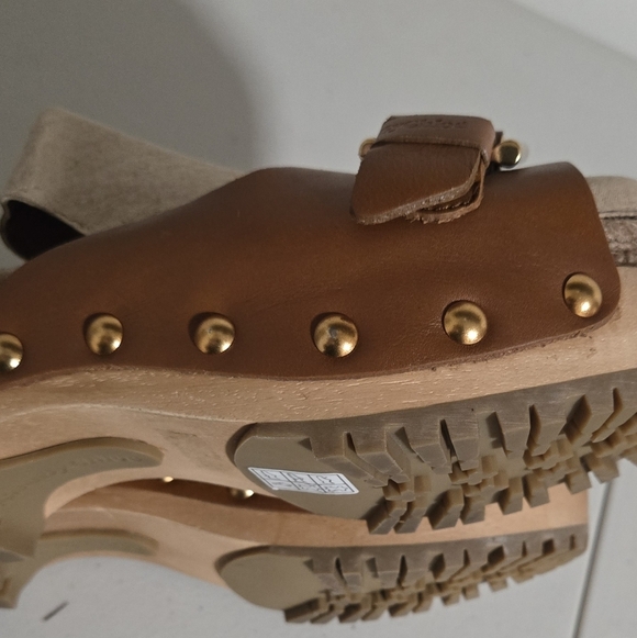 See by Chloe Joline Buckle Espadrille Brown Leather Studded Clog Sandals Size 38 - Picture 5 of 16